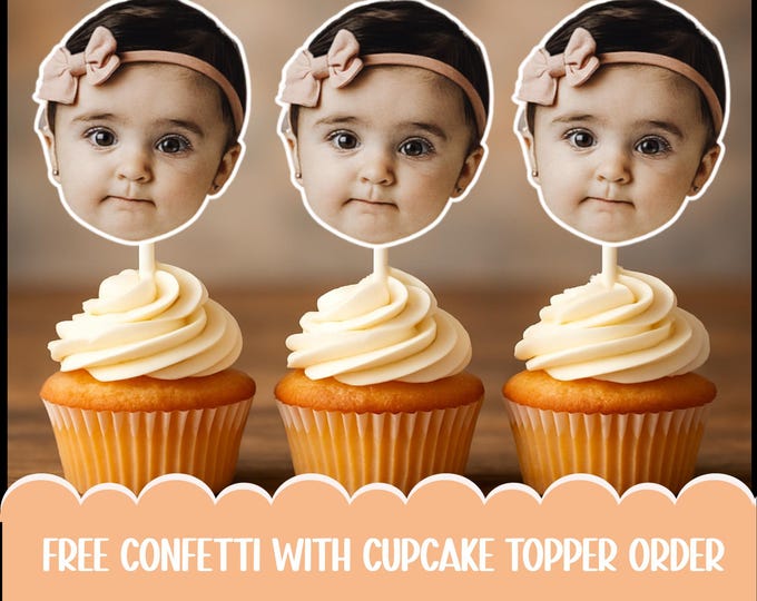 Custom Face Cupcake ToppersPersonalized Cupcake ToppersHead on a StickFun Party DecorationCustom Birthday Party Cupcake Toppers