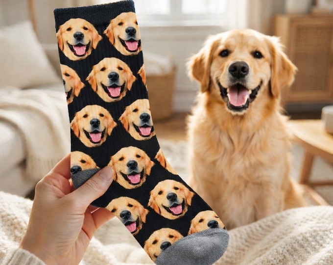 Personalized Pet Face Crew Socks – Custom Dog or Cat Photo Socks