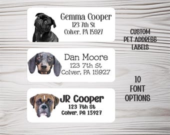 Personalized Pet Face Mailing Labels Custom Dog Return Address Stickers Cat Envelope Labels Photo Animal Label Sheet for Packages
