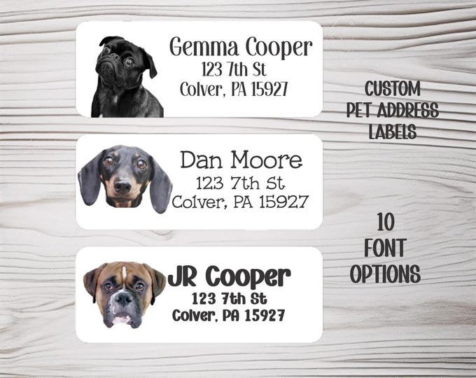 Personalized Pet Face Mailing Labels Custom Dog Return Address Stickers Cat Envelope Labels Photo Animal Label Sheet for Packages