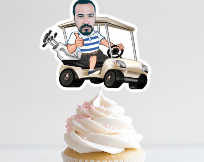 Custom Golf Caricature Cupcake Toppers – Personalized Party Decor for Golf Lovers | Unique Golf Birthday, Retirement, Event Cupcake Toppers