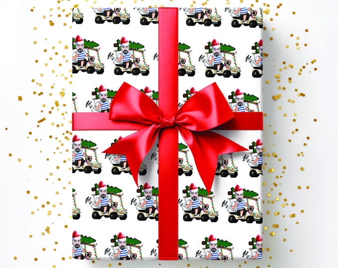 Custom Face Golf Christmas Wrapping Paper, Personalized Christmas Paper, christmas Wrapping paper, Christmas gift wrap