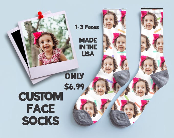 Custom Face socks with Text, Personalized photo Socks, Funny Pet Socks, Custom Photo Socks, Photo Socks,Faces on socks,Picture socks 50% OFF