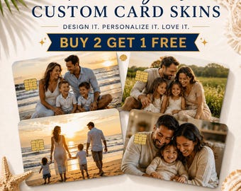Buy 2 Get 1 FREE - Custom Card Skin Personalized Photo, Debit Card Cover, Credit Card Sticker, Waterproof Vinyl Decal