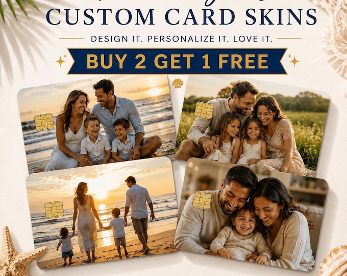Buy 2 Get 1 FREE - Custom Card Skin Personalized Photo, Debit Card Cover, Credit Card Sticker, Waterproof Vinyl Decal