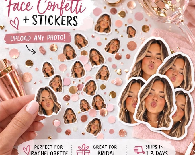 Custom Face Confetti Custom Photo Stickers Bachelorette Party Decor Bridal Shower Decor Funny Bride Face Confetti Party Decorations