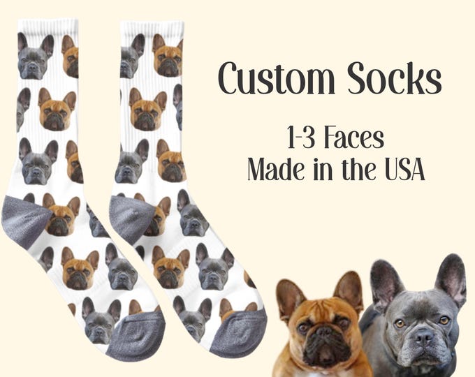 Personalized Dog Socks with Photo Custom Pet Face Crew Socks for Dog Mom Dad Birthday Gift for Pet Owners Funny Animal Lover Gift