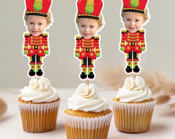 Nutcracker Cupcake Toppers, Christmas Cupcake toppers, Nutcracker Cupcake Toppers, Holiday Cupcake Toppers, custom face cupcake toppers