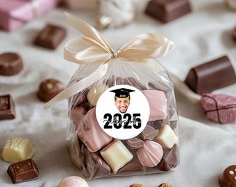 Graduation Photo Stickers, Photo Class of 2025 Personalized Sticker, Custom High School Senior Labels, Party Favor Label, Thank you Sticker