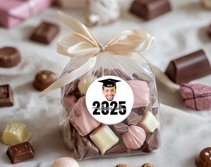 Graduation Photo Stickers, Photo Class of 2025 Personalized Sticker, Custom High School Senior Labels, Party Favor Label, Thank you Sticker