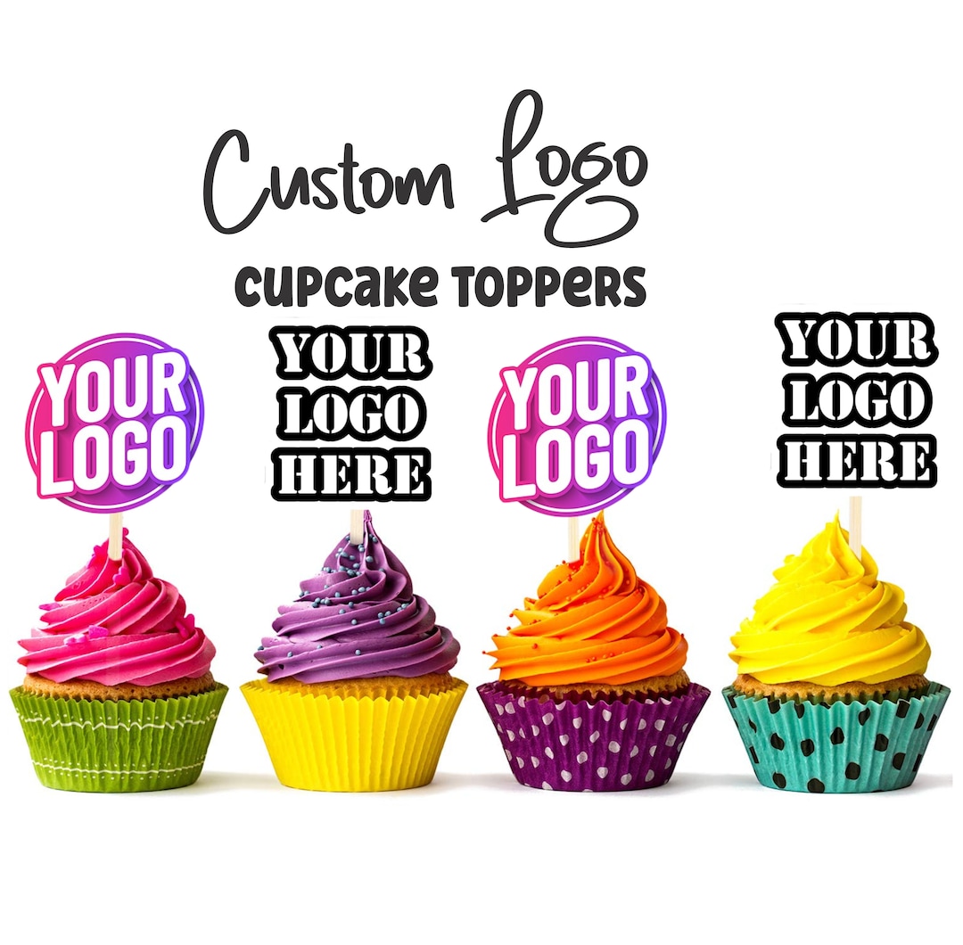 Custom Logo Cupcake Toppers, Custom Corporate Party Cupcake Toppers