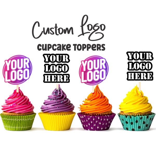 Custom Logo Cupcake Toppers, Custom Corporate Party Cupcake Toppers,Party Decoration, Cake Muffin Topper, Cupcake Topper,Custom topper, logo