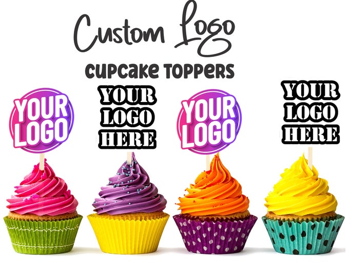 Custom Logo Cupcake Toppers, Custom Corporate Party Cupcake Toppers,Party Decoration, Cake Muffin Topper, Cupcake Topper,Custom topper, logo