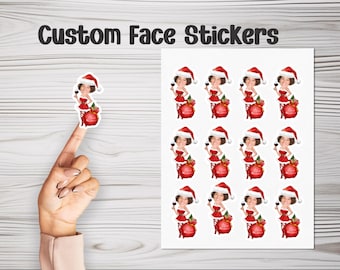Custom Caricature Christmas Stickers – Personalized Holiday Stickers with Your Face | Fun Christmas Gift Tags, Party Favors & Holiday Decor