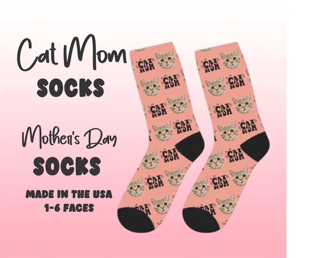 Cat Mom Socks, Mother's Day Socks, Mom Sock, Cat Socks, Face Socks