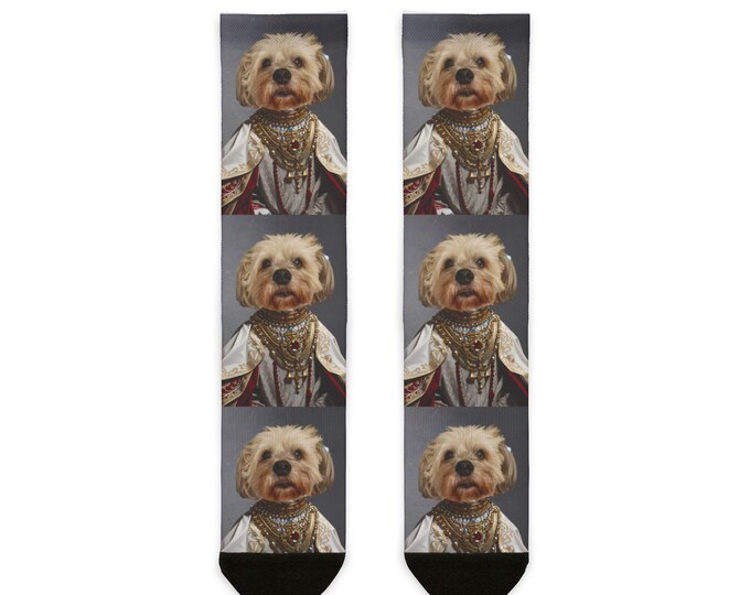 Royal Pet Portrait Socks, Custom Oil Painting on Socks, Personalized Pet Gift, Pet Portrait, Renaissance Pet Painting Socks, Pet Painting