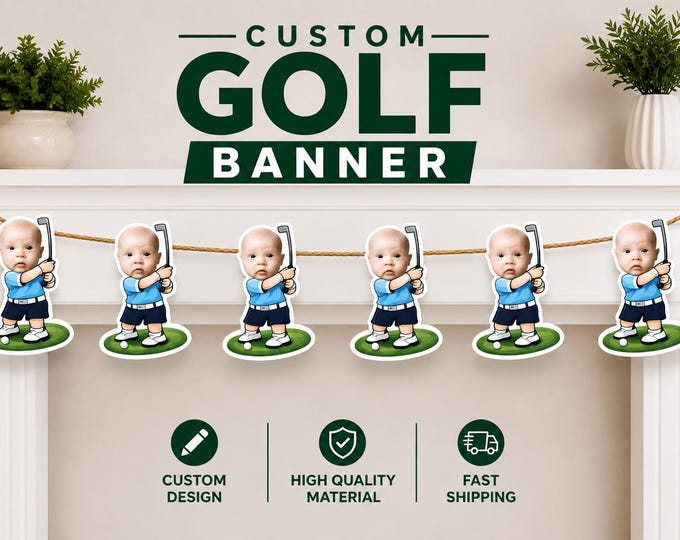 Custom Golf Birthday Banner Photo Face Golfer Garland Kids Golf Theme Party Decorations