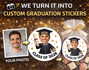 Custom Graduation Photo Stickers – Class of 2026 Favor Labels
