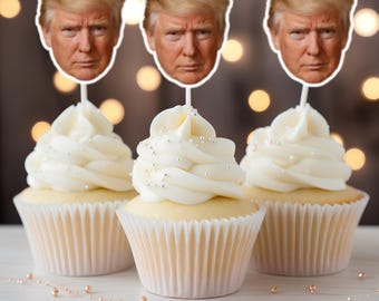 Donald Trump Custom Face Cupcake Toppers - Trump 2024, Decoration, Cake Muffin Topper, Maga 2024, Donald trump