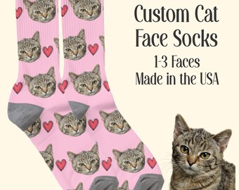 Personalized Cat Photo Socks: Custom Pet Face Socks, Funny Gift