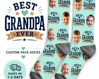Custom Face Socks for Grandpa – Personalized Photo Gift for Father’s Day