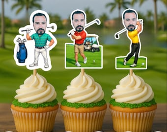 DIGITAL DOWNLOAD- Custom Golf  Cupcake Toppers -  Custom Birthday Party Cupcake ToppersGolf ToppersCake Muffin TopperCupcake Topper,