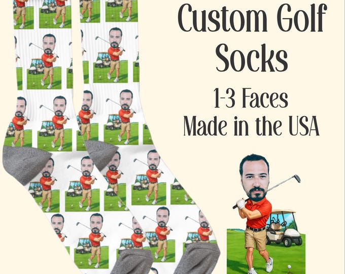 Personalized Face Golf Socks: Custom Photo Gift for Golfers