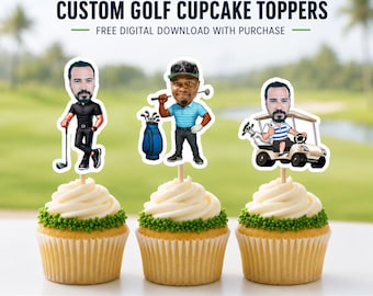 Custom Golf Cupcake Toppers: Personalized Birthday Party Decoration (Digital Download)