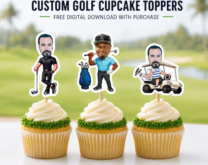 Custom Golf Cupcake Toppers: Personalized Birthday Party Decoration (Digital Download)