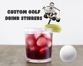 Custom Face Drink Stirrers / Custom Cocktail Stirrers / Bachelor Party Decorations / Golf Drink Stirrers, Golf Lover, Custom Face