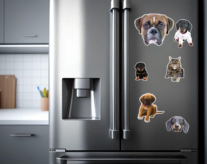 Custom Fridge Magnet, Custom magnet print, Dog and Cat magnet, Custom pet photo, Custom shape magnets, Birthday party favors, Die-cut magnet