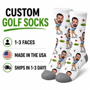 Personalized Face Golf Socks: Custom Golfer Gift, Funny Sports Accessory
