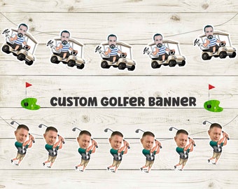 Custom Golf Face Banner, Custom Head Birthday Banner, Custom Birthday Photo Banner, Face Banner, Personalized Birthday Banner, Golf Lover