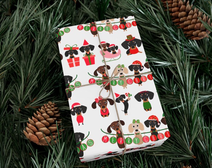 Custom Dachshund Christmas Wrapping Paper, Custom Face Gift  Wrap, Christmas wrapping paper,  gift wrap, Personalized Gift Wrap, dachshund