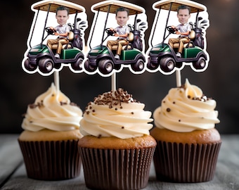 Custom Golf  Cupcake Toppers - Custom Birthday Party Cupcake Toppers, Golf Toppers, Cake Muffin Topper, Cupcake Topper, Golfer, golf lover