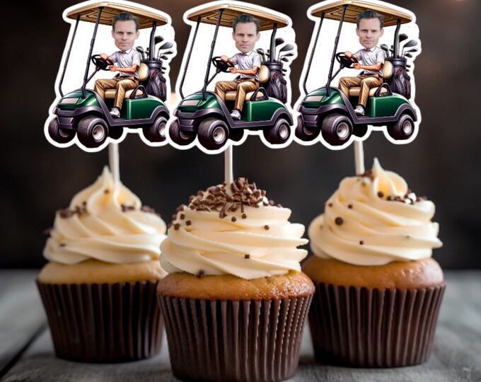 Custom Golf  Cupcake Toppers - Custom Birthday Party Cupcake Toppers, Golf Toppers, Cake Muffin Topper, Cupcake Topper, Golfer, golf lover