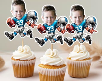 Football Personalized Face Cupcake Toppers