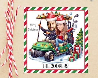 Custom Golf Christmas  Stickers | Christmas  Stickers | Christmas Gift Stickers | Golf Christmas Stickers, Couple Christmas Stickers