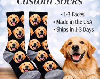 Personalized Pet Face Crew Socks – Custom Dog or Cat Photo Socks
