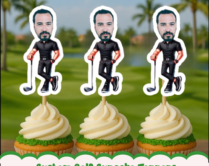 Custom Golf  Cupcake Toppers - Custom Birthday Party Cupcake ToppersGolf ToppersCake Muffin TopperCupcake TopperGolfergolf lover