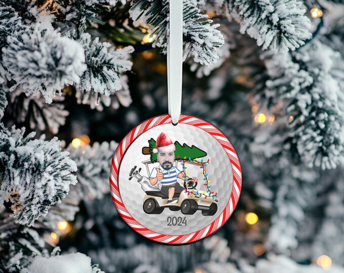 Custom Golfer Cartoon Portrait,  Personalized Golf Ornament ,Golf Lover Gift ,Custom Golf Ornament , Golf Christmas Ornament, Golf Lover