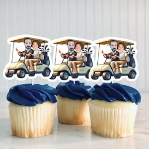 Golfer Cupcake Topper Custom Photo, Golf, Custom photo golf cart cupcake topper, Personalized Cupcake Topper, Golf Caricature, Golf Lover