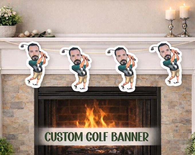 Custom Face Golf Banner, Personalized Party Decoration