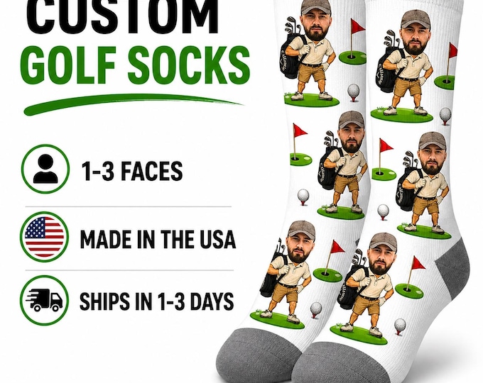 Personalized Face Golf Socks: Custom Photo Gift for Golfers