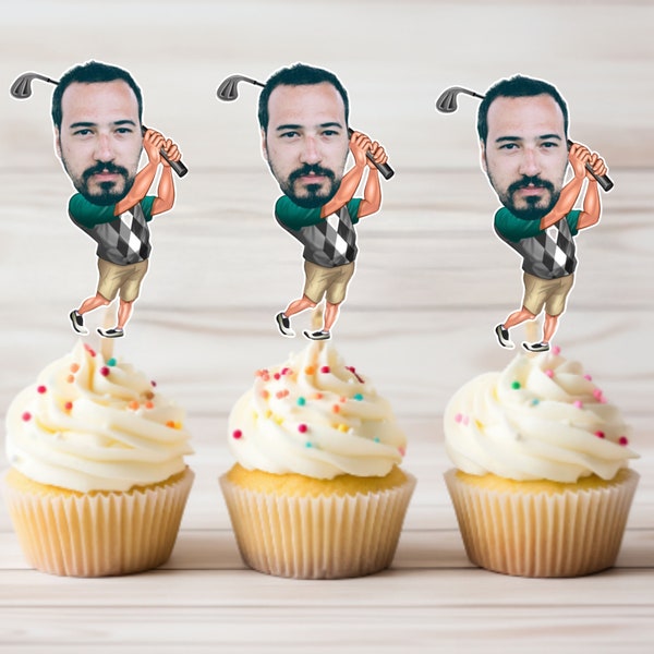 Custom Golf  Cupcake Toppers - Custom Birthday Party Cupcake Toppers, Golf Toppers, Cake Muffin Topper, Cupcake Topper, Golfer, golf lover