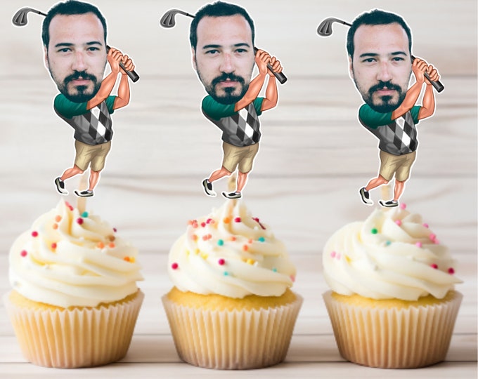 Custom Golf  Cupcake Toppers - Custom Birthday Party Cupcake Toppers, Golf Toppers, Cake Muffin Topper, Cupcake Topper, Golfer, golf lover