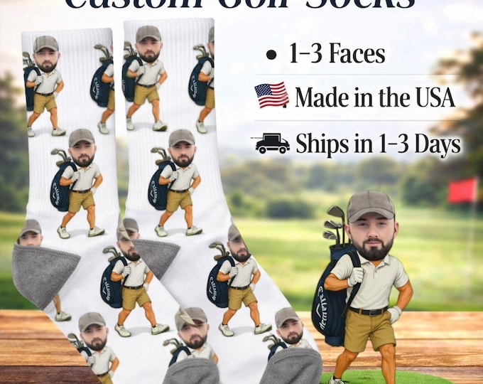 Personalized Face Golf Socks: Custom Photo Gift for Golfers
