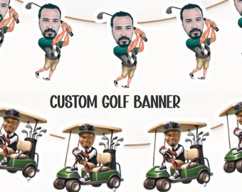 Custom Golf Face Banner Personalized Golf Party Decoration Photo Cutout Golf Themed Birthday Supplies Funny Golf Tournament Sign