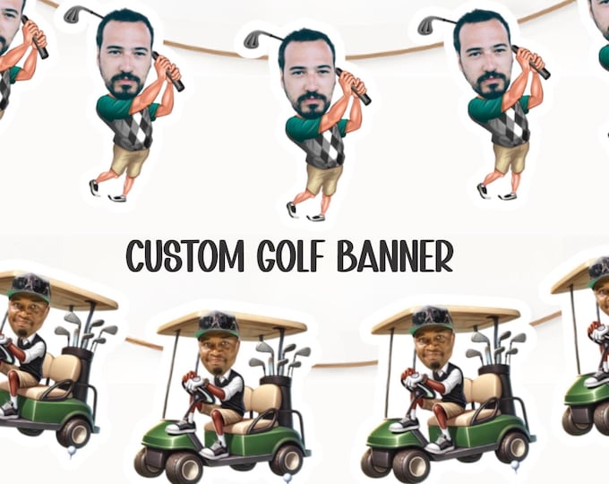 Custom Golf Face BannerCustom Head Birthday BannerCustom Birthday Photo BannerFace BannerPersonalized Birthday BannerGolf Lover