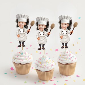 Custom Face Chef Cupcake Toppers – Personalized Chef Party Decorations ...